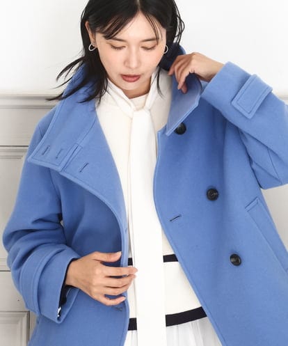 FKJAD54380 MK MICHEL KLEIN [超軽量]エアリアルウール スタンドカラーショートコート