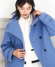 FKJAD54380 MK MICHEL KLEIN(MK ミッシェルクラン) [超軽量]エアリアルウール スタンドカラーショートコート ブルー