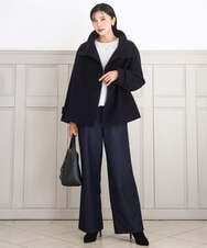 FKJAD54380 MK MICHEL KLEIN(MK ミッシェルクラン) [超軽量]エアリアルウール スタンドカラーショートコート ブルー