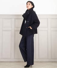 FKJAD54380 MK MICHEL KLEIN(MK ミッシェルクラン) [超軽量]エアリアルウール スタンドカラーショートコート ブルー