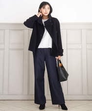 FKJAD54380 MK MICHEL KLEIN(MK ミッシェルクラン) [超軽量]エアリアルウール スタンドカラーショートコート ブルー