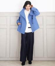 FKJAD54380 MK MICHEL KLEIN(MK ミッシェルクラン) [超軽量]エアリアルウール スタンドカラーショートコート ブルー