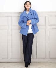 FKJAD54380 MK MICHEL KLEIN(MK ミッシェルクラン) [超軽量]エアリアルウール スタンドカラーショートコート ブルー