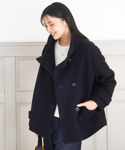 FKJAD54380 MK MICHEL KLEIN [超軽量]エアリアルウール スタンドカラーショートコート