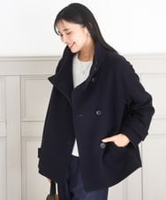 FKJAD54380 MK MICHEL KLEIN(MK ミッシェルクラン) [超軽量]エアリアルウール スタンドカラーショートコート ネイビー