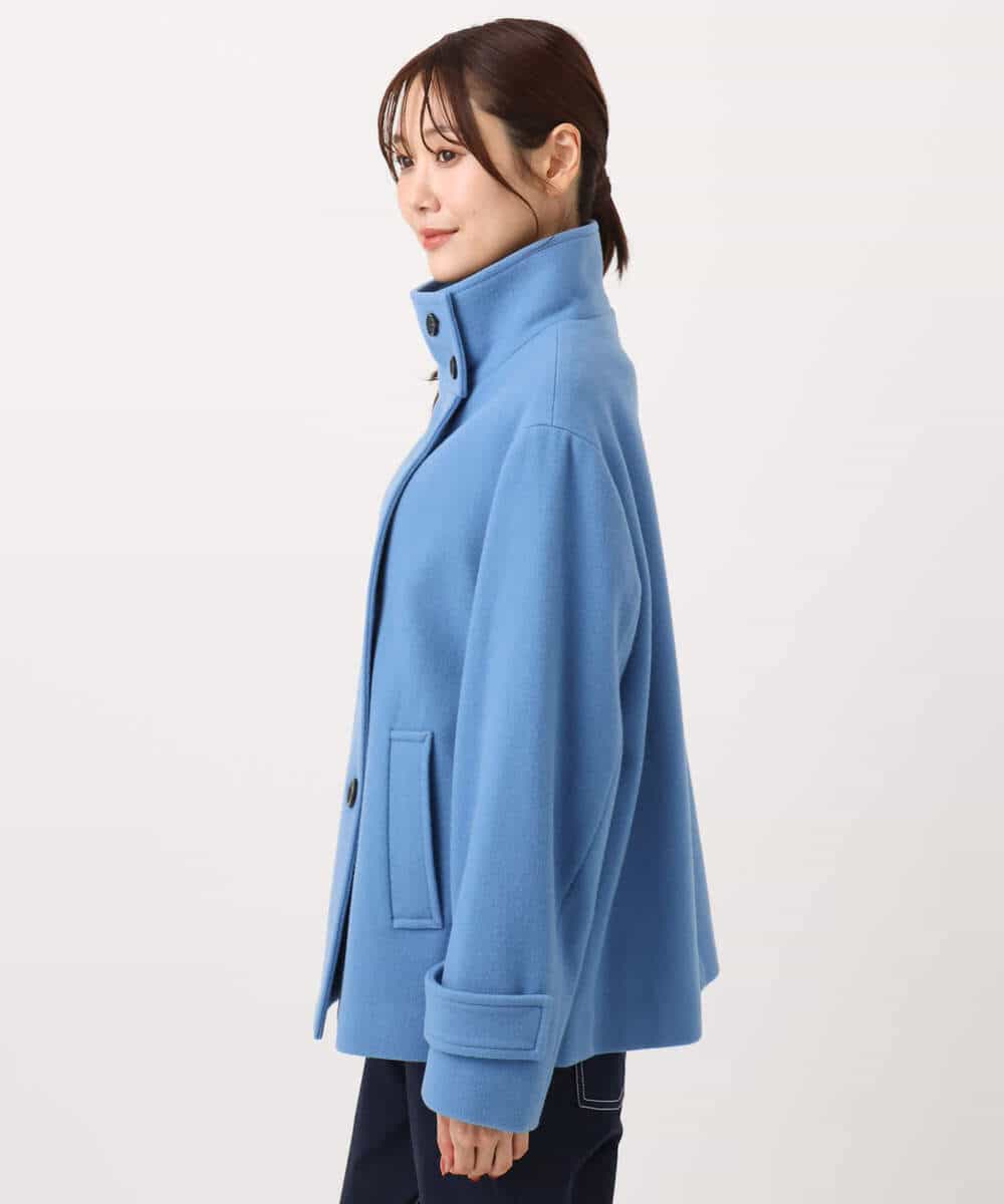 FKJAD54380 MK MICHEL KLEIN(MK ミッシェルクラン) エアリアルウール スタンドカラーショートコート ブルー