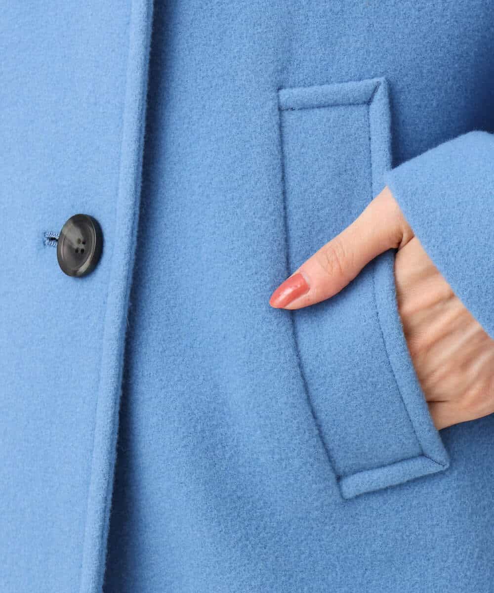 FKJAD54380 MK MICHEL KLEIN(MK ミッシェルクラン) エアリアルウール スタンドカラーショートコート ブルー