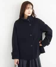 FKJAD54380 MK MICHEL KLEIN(MK ミッシェルクラン) エアリアルウール スタンドカラーショートコート ネイビー