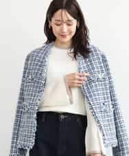 FKJAG53330 MK MICHEL KLEIN(MK ミッシェルクラン) [洗える]Vネックファンシーツイードジャケット ライトブルー
