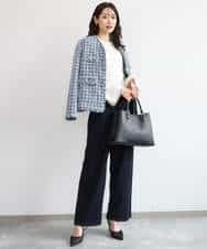FKJAG53330 MK MICHEL KLEIN(MK ミッシェルクラン) [洗える]Vネックファンシーツイードジャケット ライトブルー