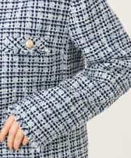 FKJAG53330 MK MICHEL KLEIN(MK ミッシェルクラン) [洗える]Vネックファンシーツイードジャケット ライトブルー