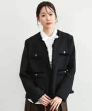 FKJAG53330 MK MICHEL KLEIN(MK ミッシェルクラン) [洗える]Vネックファンシーツイードジャケット ブラック