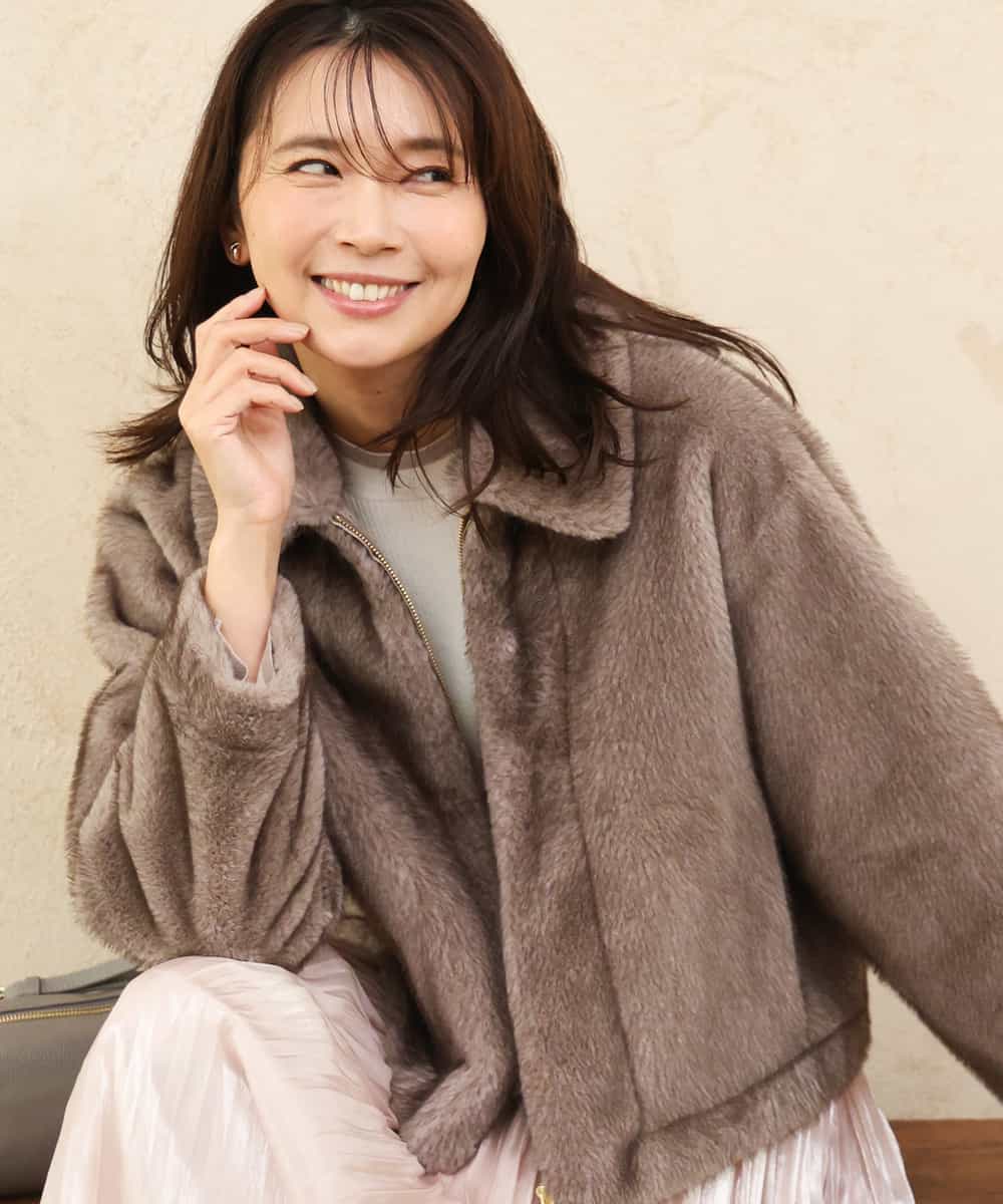 FKJAG56310 MK MICHEL KLEIN(MK ミッシェルクラン) [洗える]ミンク調ファーブルゾン モカ