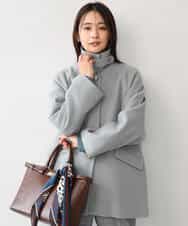 FKJAG60380 MK MICHEL KLEIN(MK ミッシェルクラン) SUPER100sウール ステンカラーコート ネイビー