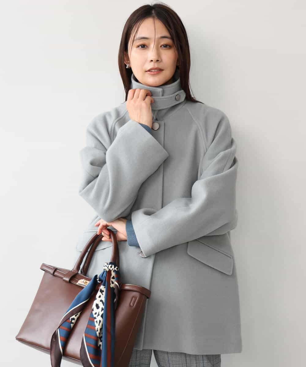 FKJAG60380 MK MICHEL KLEIN(MK ミッシェルクラン) SUPER100sウール ステンカラーコート ネイビー