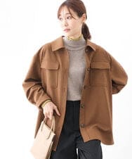 FKJAV30210 MK MICHEL KLEIN(MK ミッシェルクラン) ツイル地シャツジャケット/洗える ブラウン