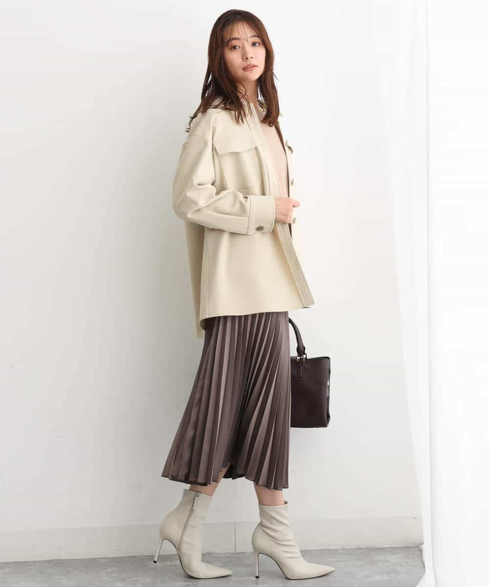 FKJAV30210 MK MICHEL KLEIN(MK ミッシェルクラン) ツイル地シャツジャケット/洗える ベージュ
