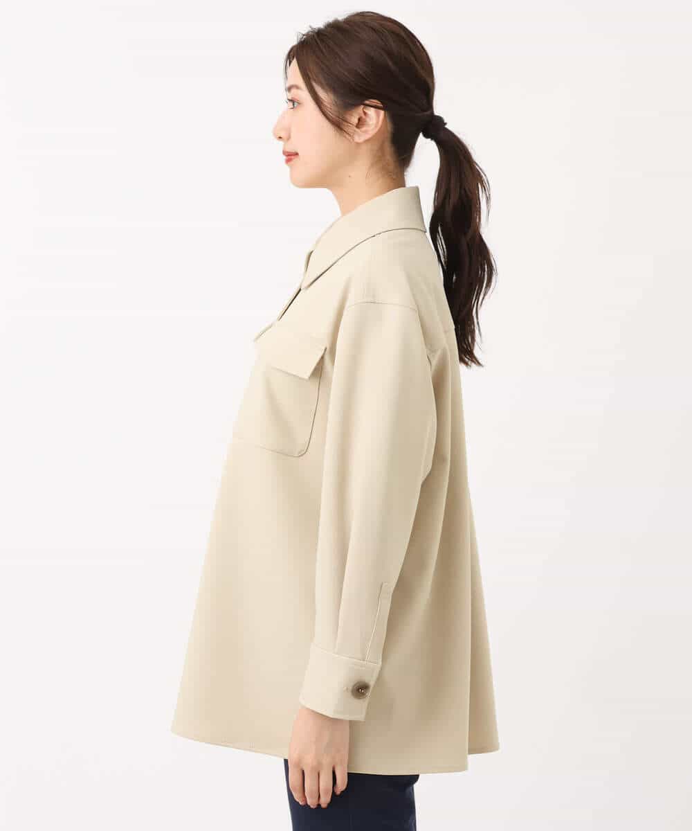 FKJAV30210 MK MICHEL KLEIN(MK ミッシェルクラン) ツイル地シャツジャケット/洗える ベージュ