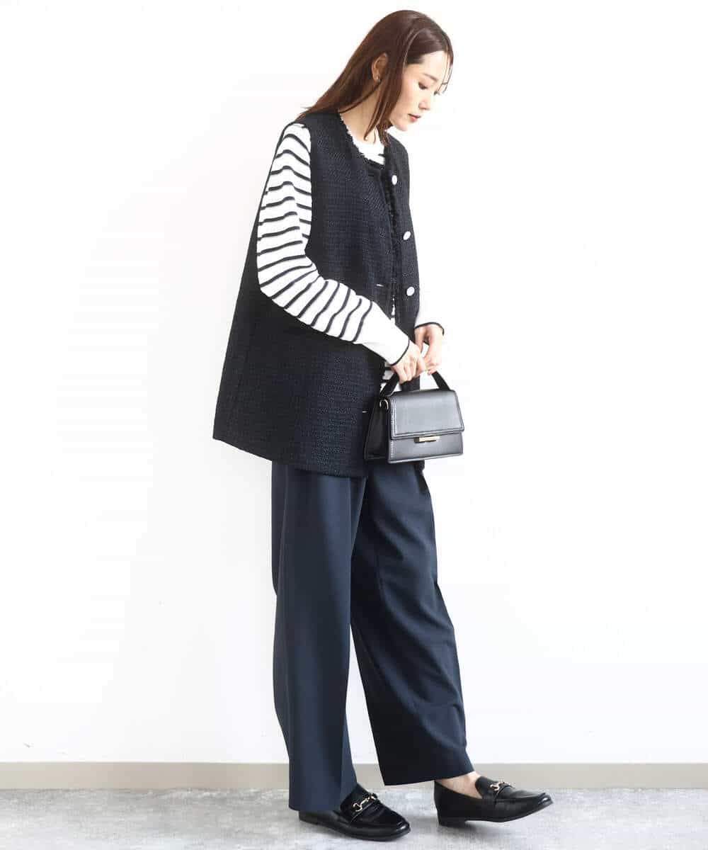 FKJFD02220 MK MICHEL KLEIN(MK ミッシェルクラン) ツイードジレ/洗える ライトブルー