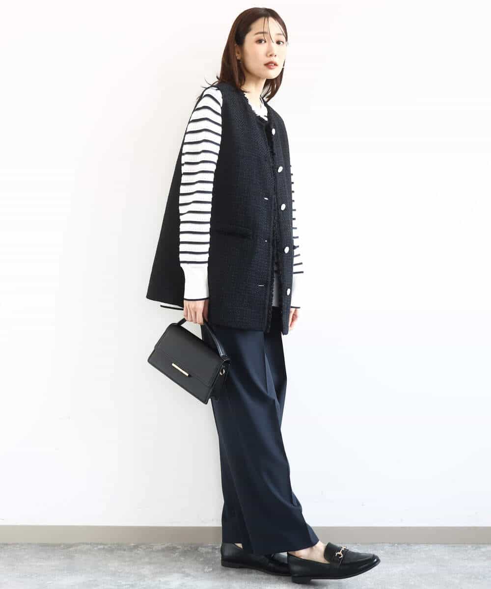 FKJFD02220 MK MICHEL KLEIN(MK ミッシェルクラン) ツイードジレ/洗える ライトブルー