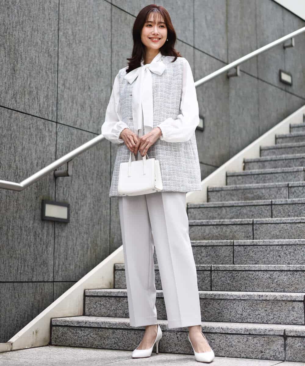 FKJFD02220 MK MICHEL KLEIN(MK ミッシェルクラン) ツイードジレ/洗える ライトブルー