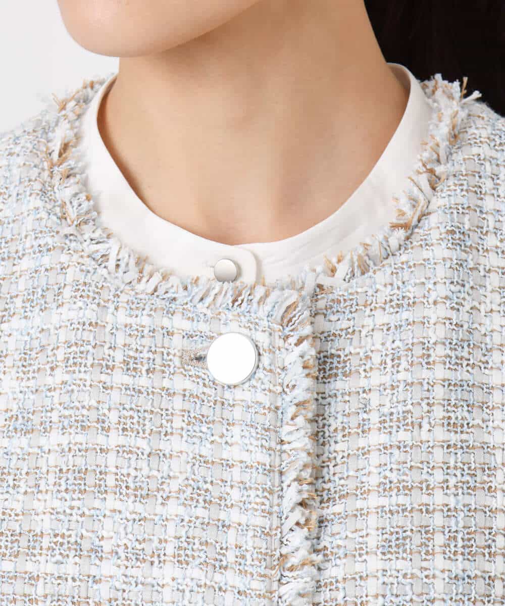 FKJFD02220 MK MICHEL KLEIN(MK ミッシェルクラン) ツイードジレ/洗える ライトブルー