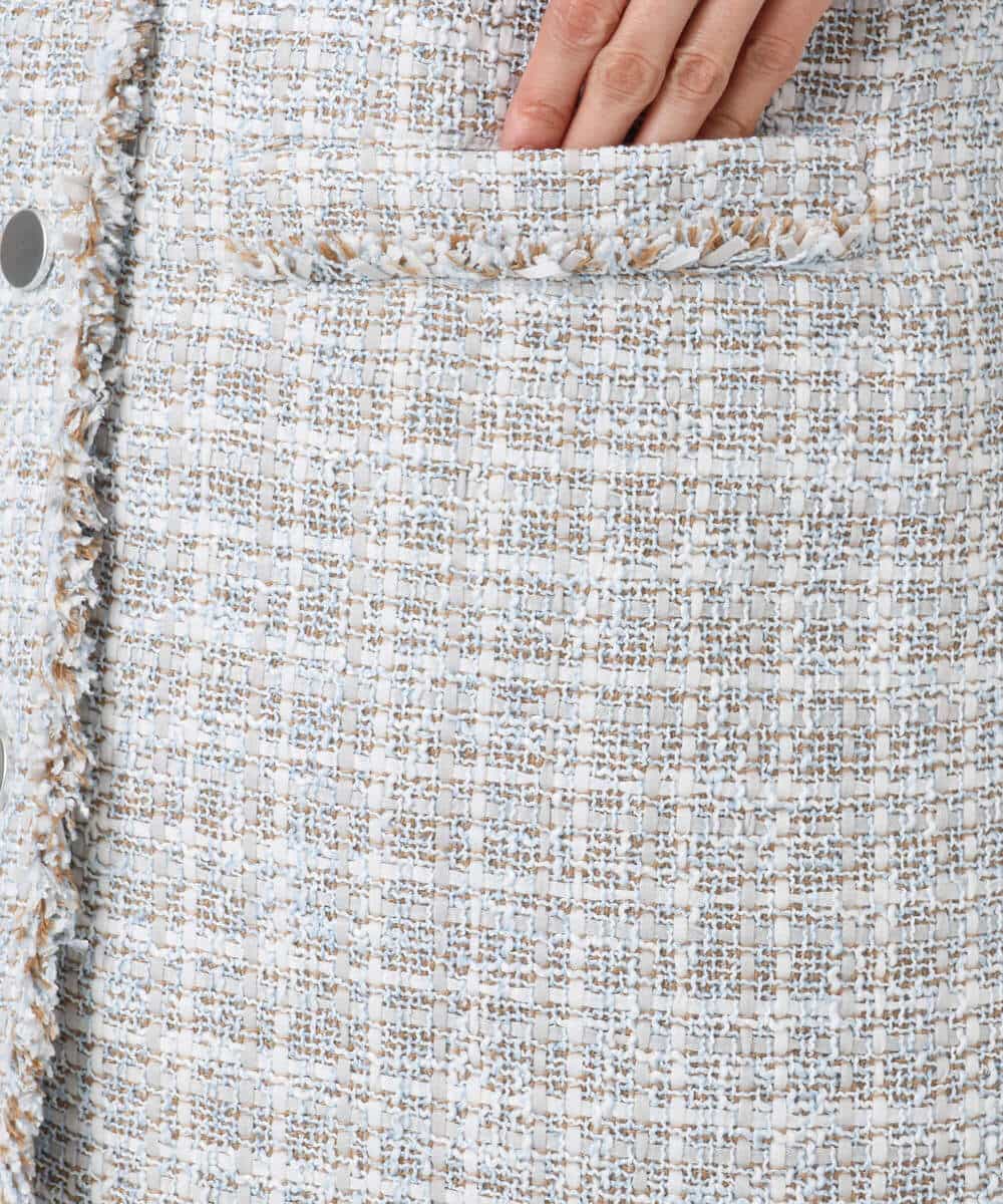 FKJFD02220 MK MICHEL KLEIN(MK ミッシェルクラン) ツイードジレ/洗える ライトブルー