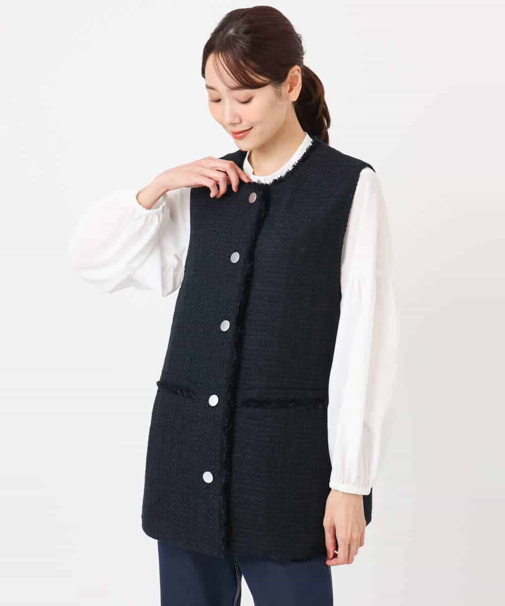 FKJFD02220 MK MICHEL KLEIN(MK ミッシェルクラン) ツイードジレ/洗える ライトブルー