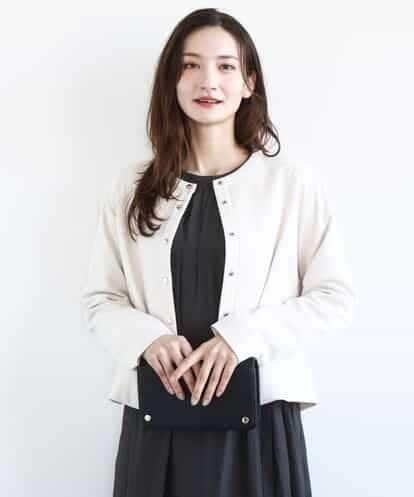 FKJFD21180 MK MICHEL KLEIN フェイクスウェード ドット釦ジャケット/洗える