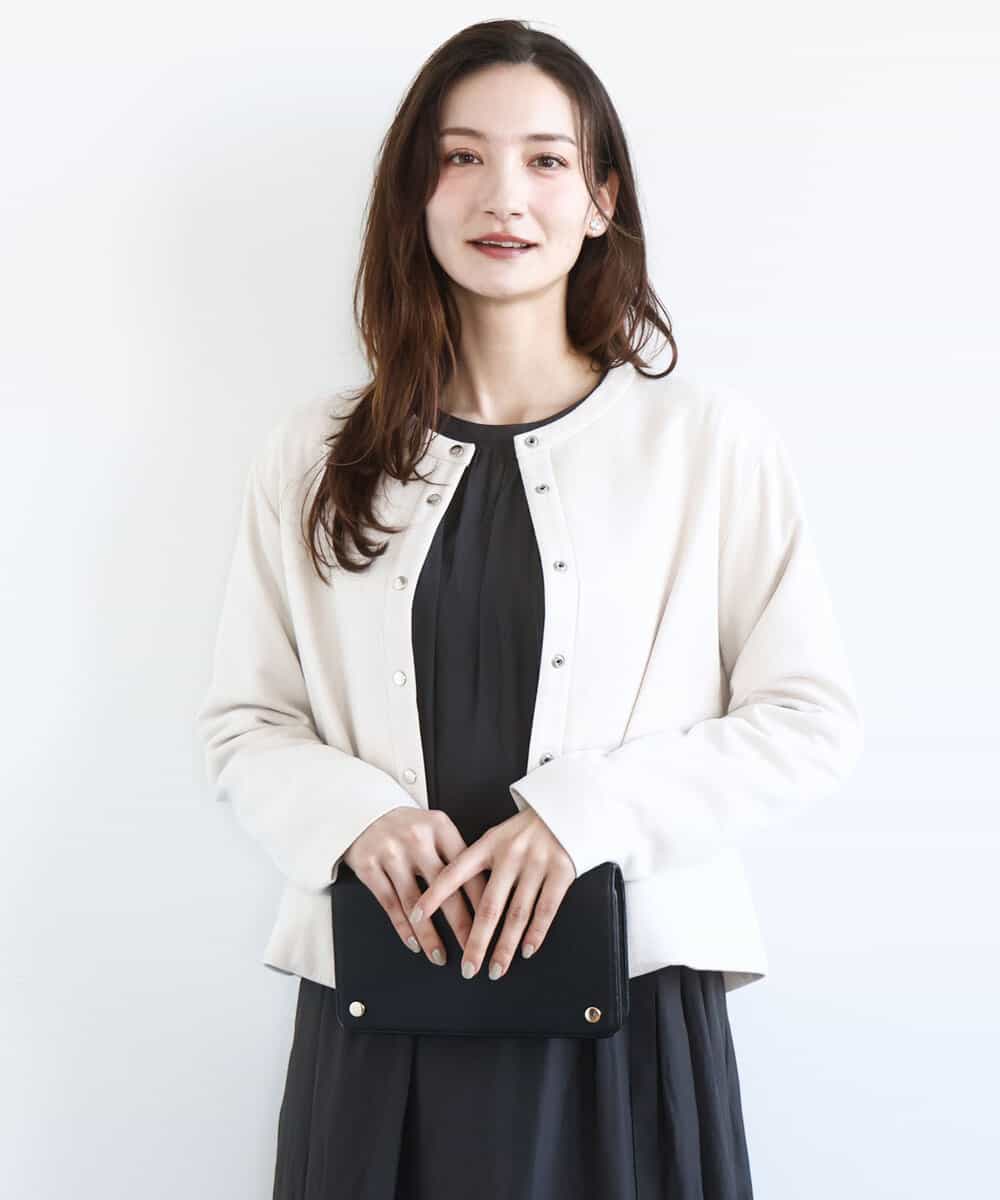 FKJFD21180 MK MICHEL KLEIN(MK ミッシェルクラン) フェイクスウェード ドット釦ジャケット/洗える アイボリー