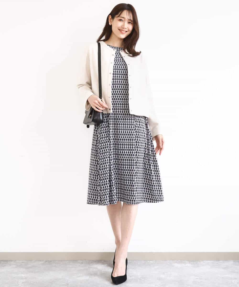 FKJFD21180 MK MICHEL KLEIN(MK ミッシェルクラン) フェイクスウェード ドット釦ジャケット/洗える アイボリー