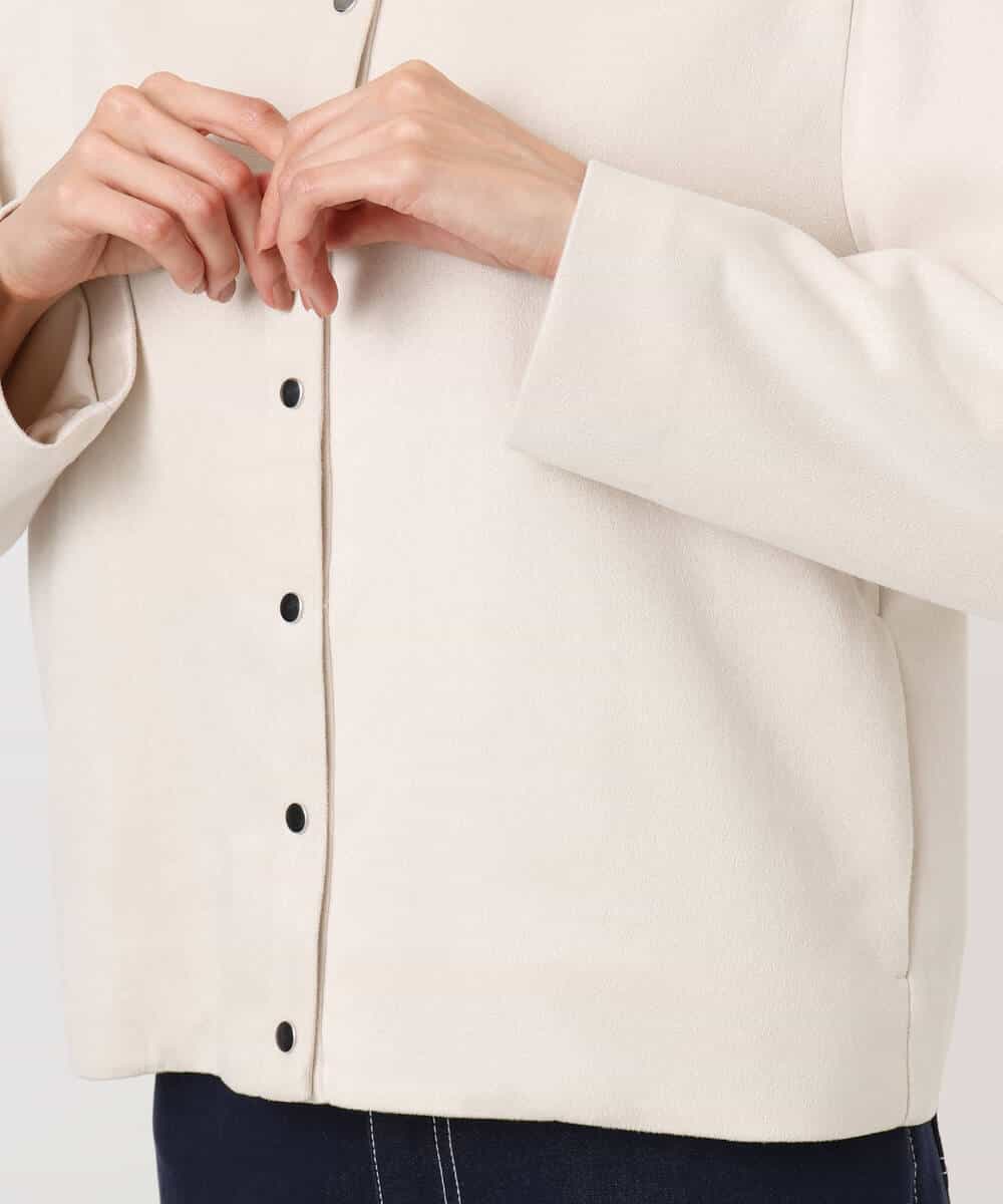 FKJFD21180 MK MICHEL KLEIN(MK ミッシェルクラン) フェイクスウェード ドット釦ジャケット/洗える アイボリー