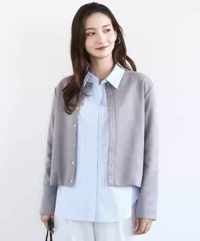 FKJFD21180 MK MICHEL KLEIN フェイクスウェード ドット釦ジャケット/洗える