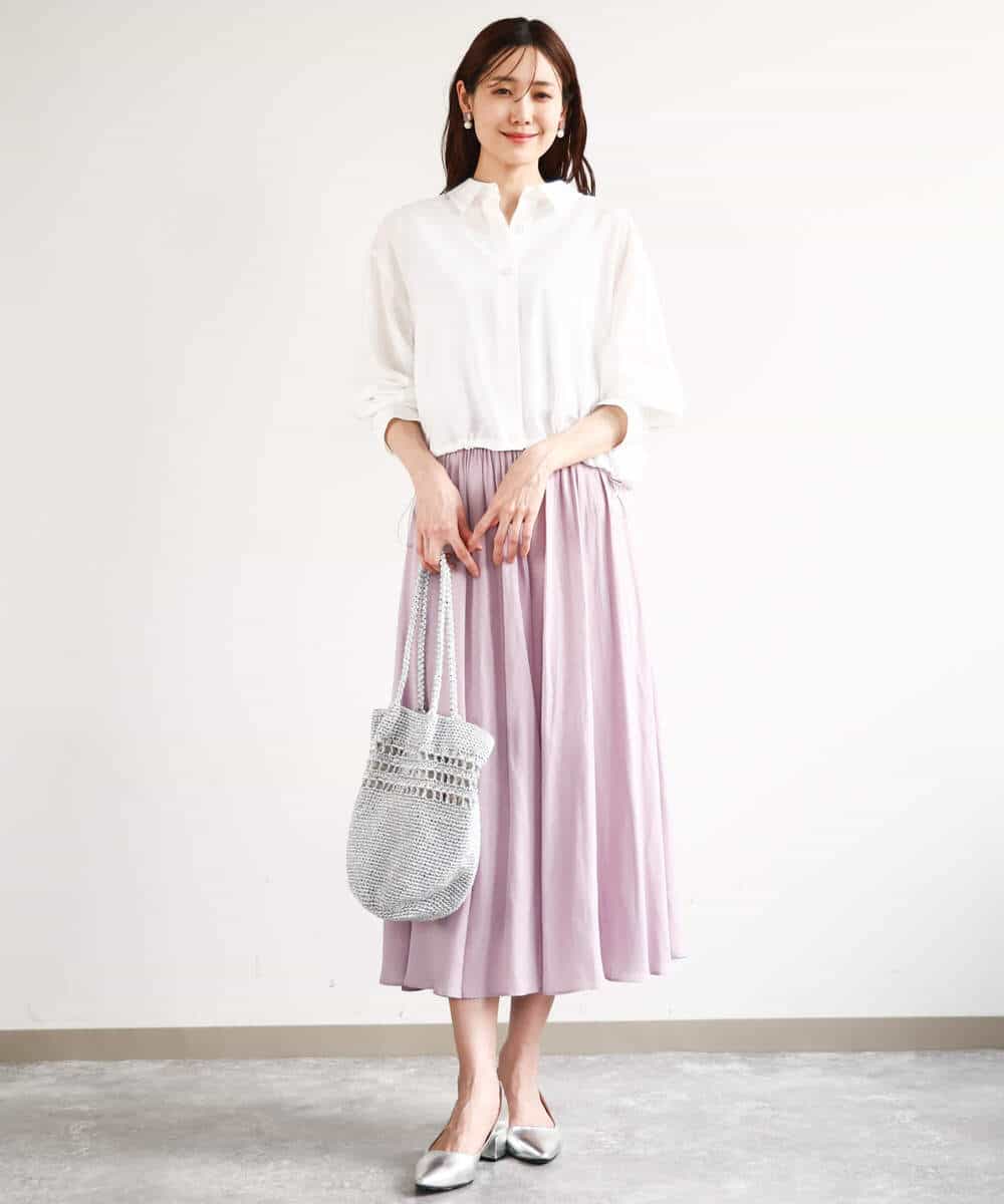 FKJGA32170 MK MICHEL KLEIN(MK ミッシェルクラン) ショート丈シャツブルゾン/洗える ネイビー