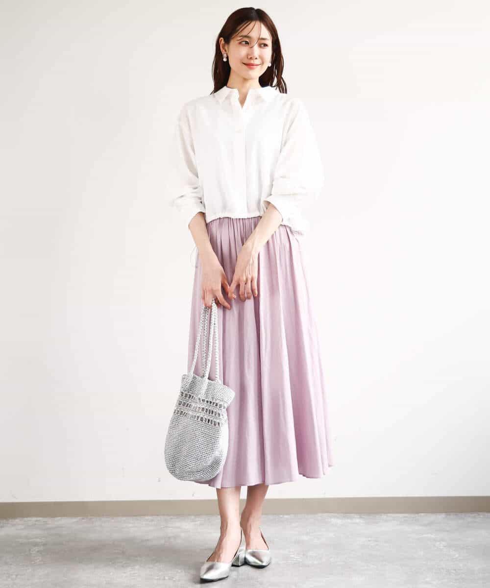 FKJGA32170 MK MICHEL KLEIN(MK ミッシェルクラン) ショート丈シャツブルゾン/洗える ネイビー