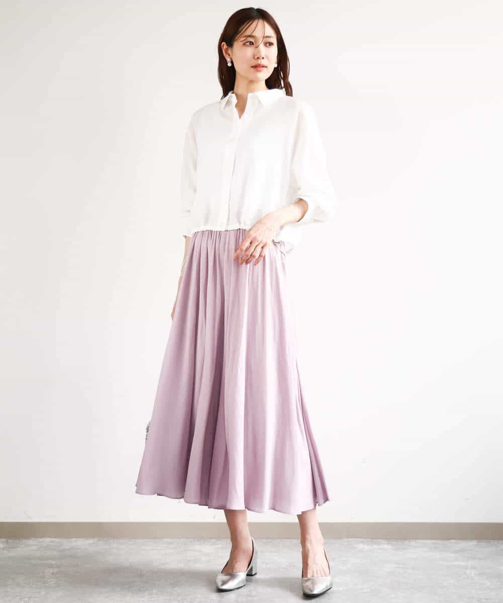 FKJGA32170 MK MICHEL KLEIN(MK ミッシェルクラン) ショート丈シャツブルゾン/洗える ネイビー