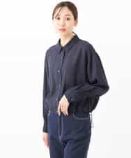 FKJGA32170 MK MICHEL KLEIN(MK ミッシェルクラン) ショート丈シャツブルゾン/洗える ネイビー