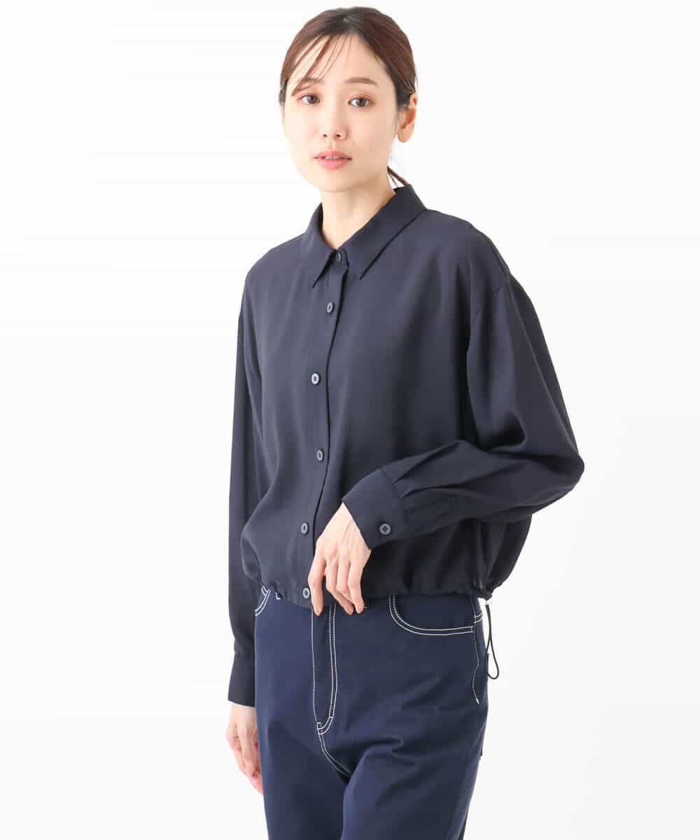 FKJGA32170 MK MICHEL KLEIN(MK ミッシェルクラン) ショート丈シャツブルゾン/洗える ネイビー