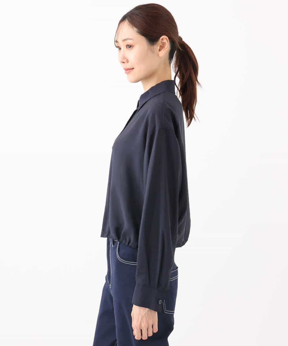 FKJGA32170 MK MICHEL KLEIN(MK ミッシェルクラン) ショート丈シャツブルゾン/洗える ネイビー