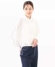 FKJGA32170 MK MICHEL KLEIN(MK ミッシェルクラン) ショート丈シャツブルゾン/洗える ネイビー