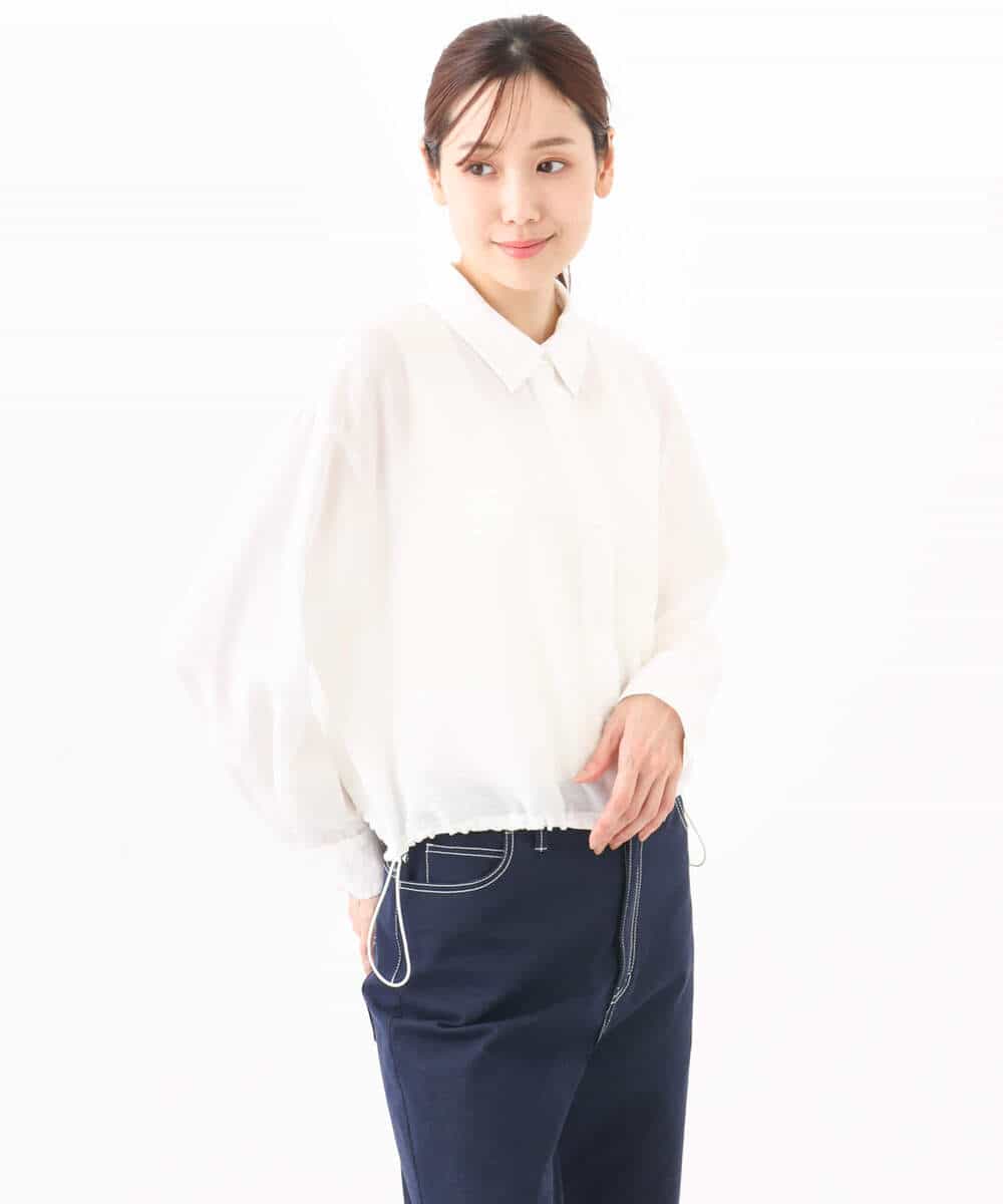 FKJGA32170 MK MICHEL KLEIN(MK ミッシェルクラン) ショート丈シャツブルゾン/洗える ネイビー