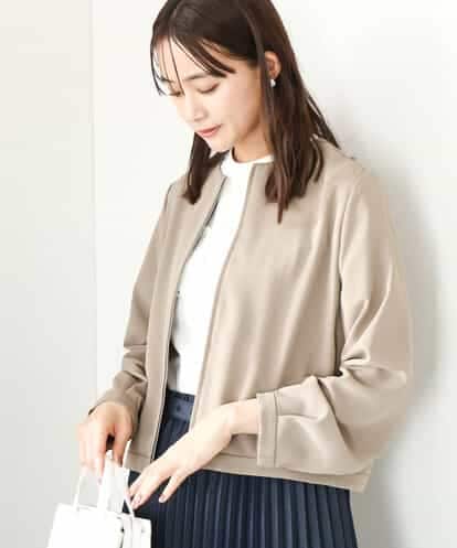 FKJGA37220 MK MICHEL KLEIN ツイルノーカラーライトブルゾン/洗える