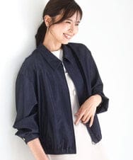 FKJGD36210 MK MICHEL KLEIN(MK ミッシェルクラン) [SANAGARAシリーズ/UVカット/接触冷感/洗える]デニムライク 衿付きジップアップブルゾン ネイビー