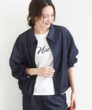 FKJGD36210 MK MICHEL KLEIN(MK ミッシェルクラン) [SANAGARAシリーズ]デニムライク 衿付きジップアップブルゾン/接触冷感/UVカット/洗える ネイビー