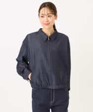 FKJGD36210 MK MICHEL KLEIN(MK ミッシェルクラン) [SANAGARAシリーズ]デニムライク 衿付きジップアップブルゾン/接触冷感/UVカット/洗える ネイビー