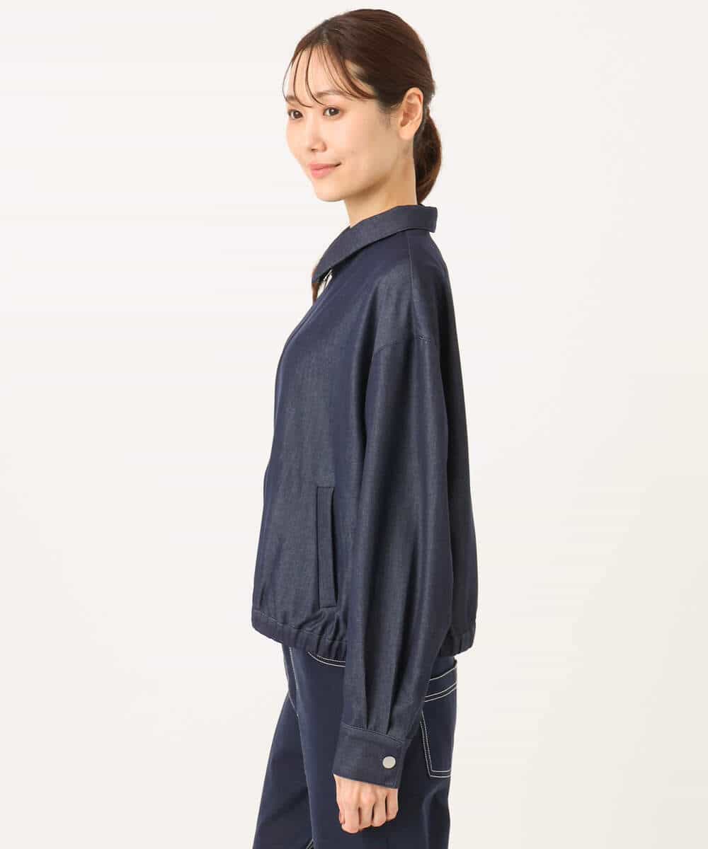 FKJGD36210 MK MICHEL KLEIN(MK ミッシェルクラン) [SANAGARAシリーズ]デニムライク 衿付きジップアップブルゾン/接触冷感/UVカット/洗える ネイビー