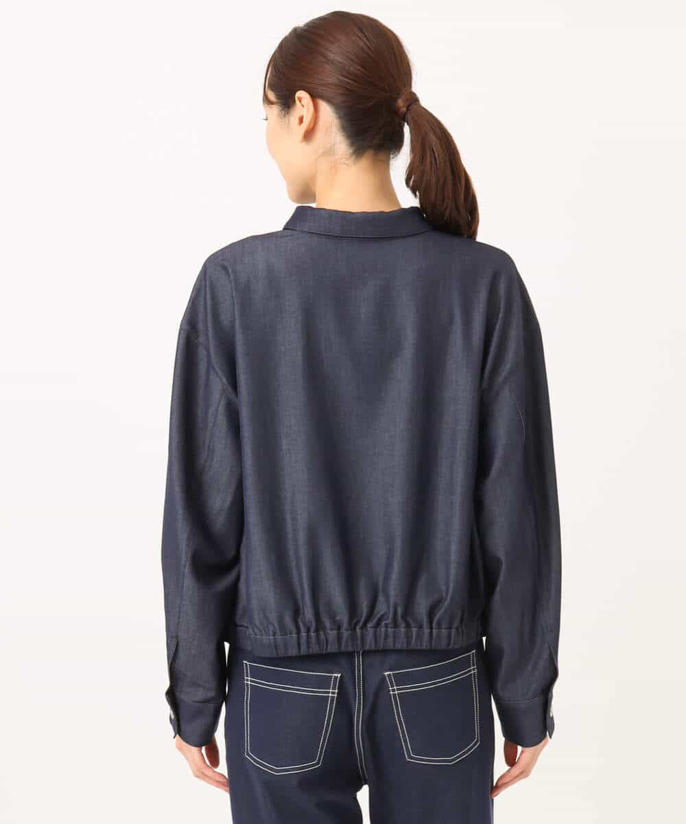 FKJGD36210 MK MICHEL KLEIN(MK ミッシェルクラン) [SANAGARAシリーズ]デニムライク 衿付きジップアップブルゾン/接触冷感/UVカット/洗える ネイビー