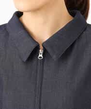 FKJGD36210 MK MICHEL KLEIN(MK ミッシェルクラン) [SANAGARAシリーズ]デニムライク 衿付きジップアップブルゾン/接触冷感/UVカット/洗える ネイビー