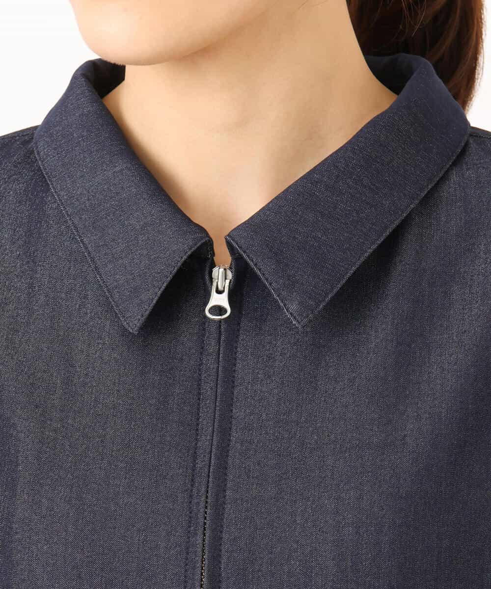 FKJGD36210 MK MICHEL KLEIN(MK ミッシェルクラン) [SANAGARAシリーズ]デニムライク 衿付きジップアップブルゾン/接触冷感/UVカット/洗える ネイビー