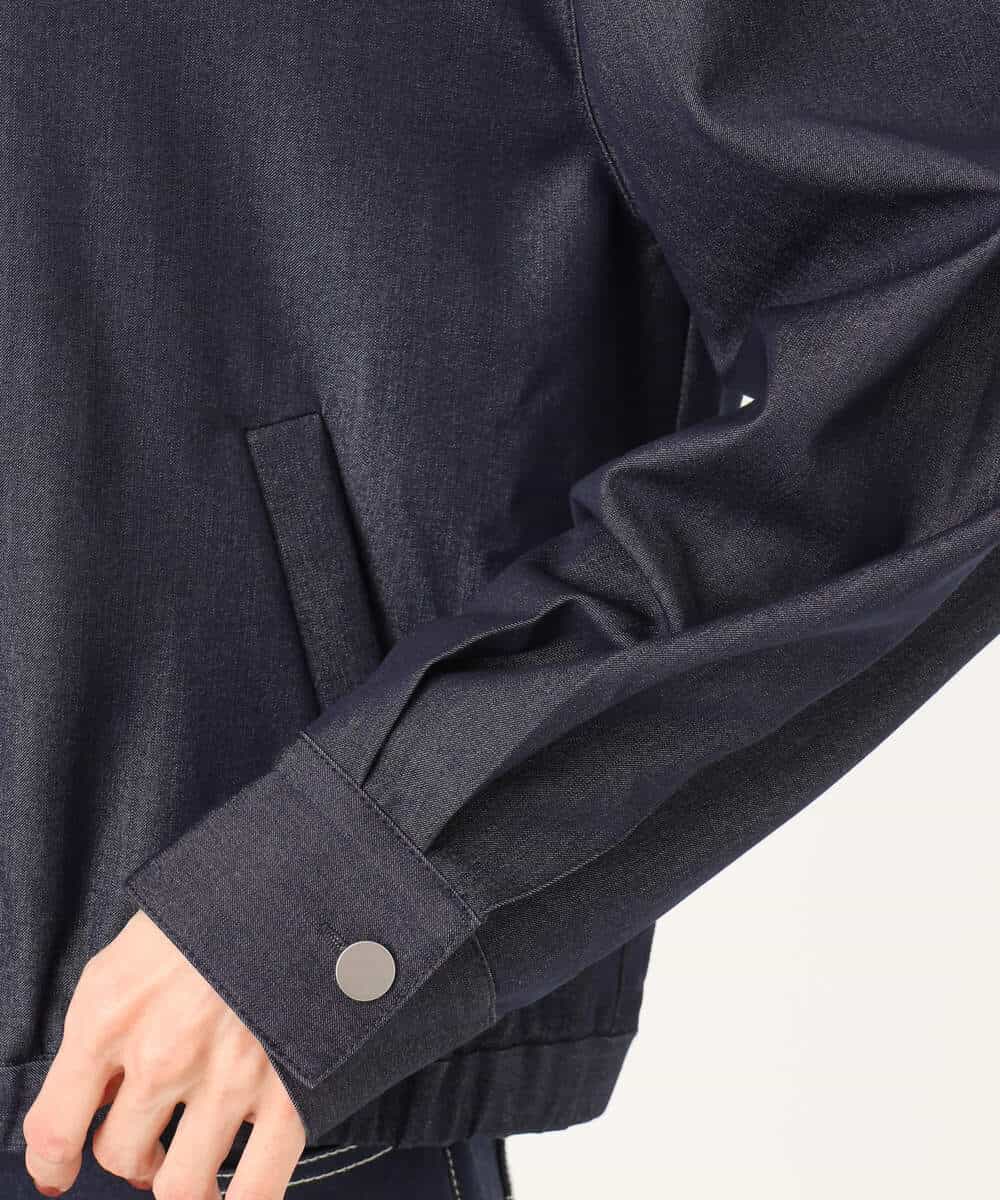 FKJGD36210 MK MICHEL KLEIN(MK ミッシェルクラン) [SANAGARAシリーズ]デニムライク 衿付きジップアップブルゾン/接触冷感/UVカット/洗える ネイビー